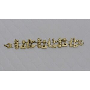 Gold Tone Slider Charm Bracelet Golf Tee Time Putting Golfer Vintage 1995 BG